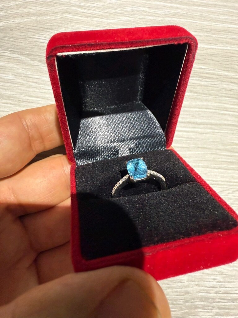 Zen 1,77 Blue Topaz 0,11 Elmas Yüzük