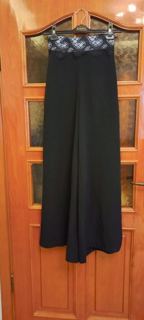 xs/s uyumlu tasarım bol paça kumaş pantolon - 7