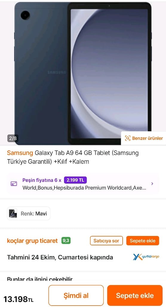 SAMSUNG TAB A9 64 GB TR SORUNSUZ TEMİZ+FULL SET - 4