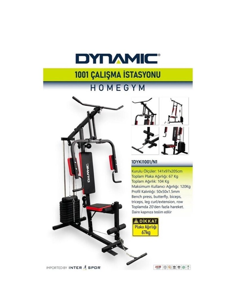 Dynamic 1001 Çalışma İstasyonu - 67kg Plaka Ağırlıklı - 3