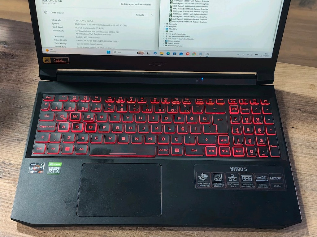 ACER RTX 3050 RYZEN 5 5600H 16GB DDR4 RAM 512M2 OYUNCU LAPTOP - 3