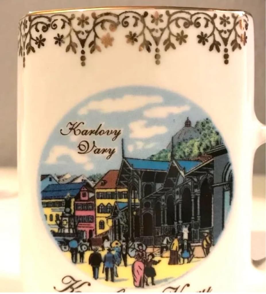 Çekoslavak Karlovy Vary Porselen Şifalı Su Bardağı & Sodalık - 5