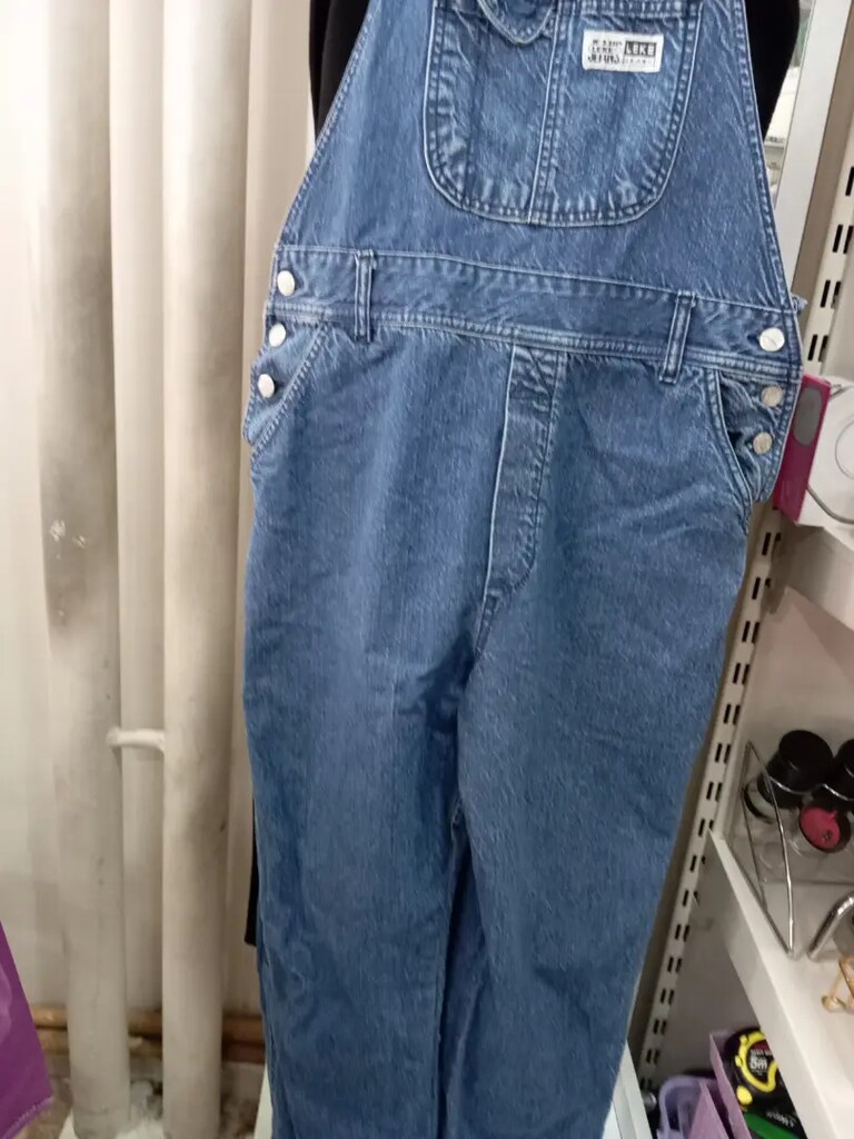 Leke jeans kot askılı pantolon - 2
