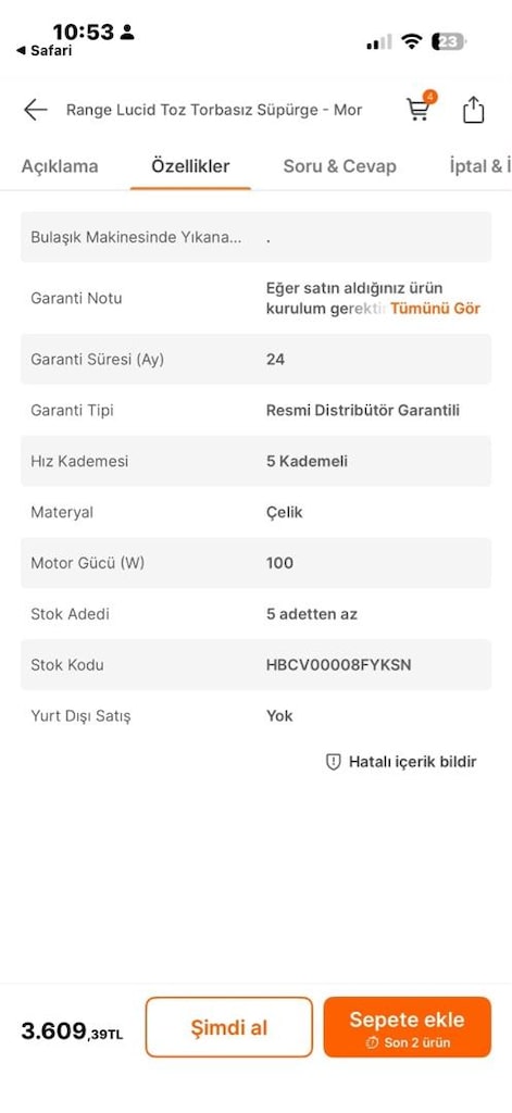 Range Lucid Toz Torbasız Süpürge - Mor - 4