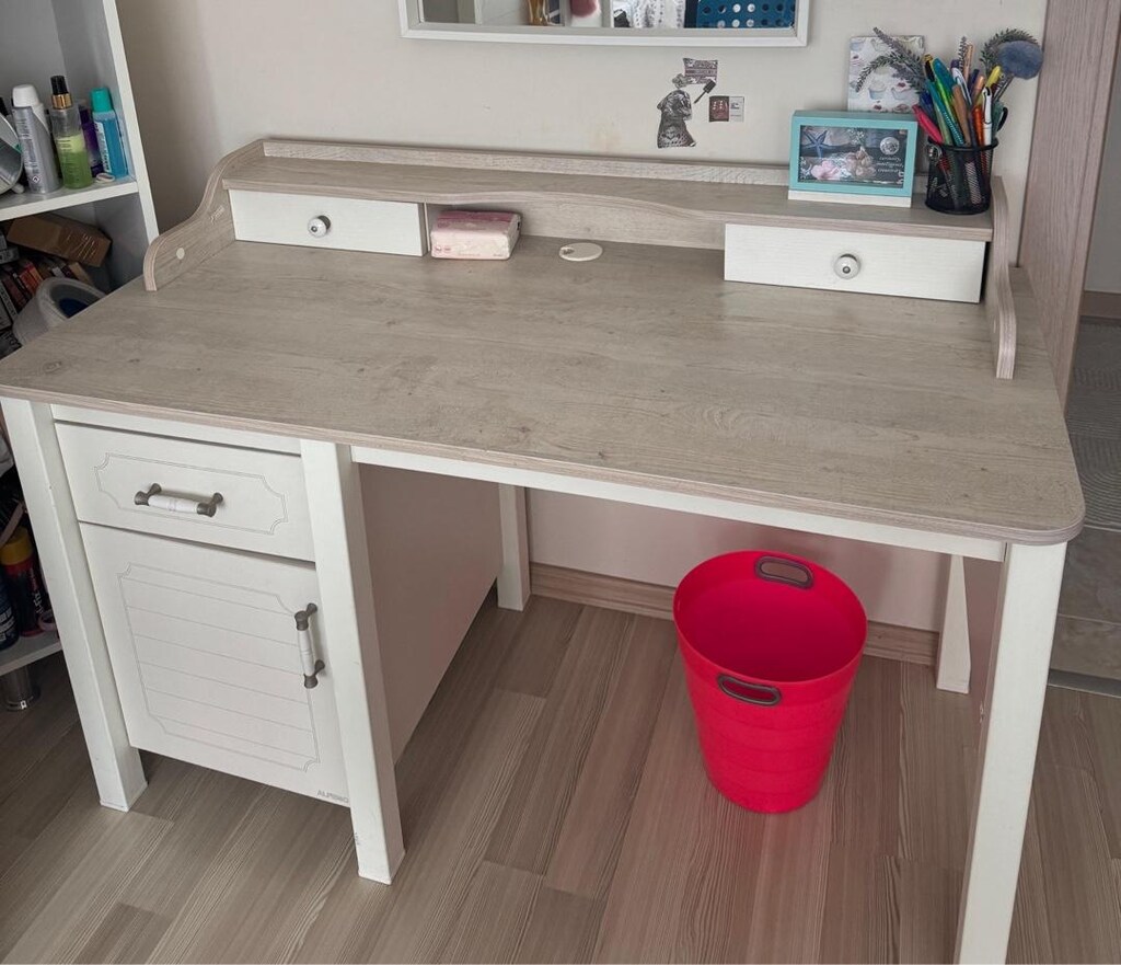 medefe çalışma masası alfemo modern temiz çalışma masası beyaz& ahşap - 5