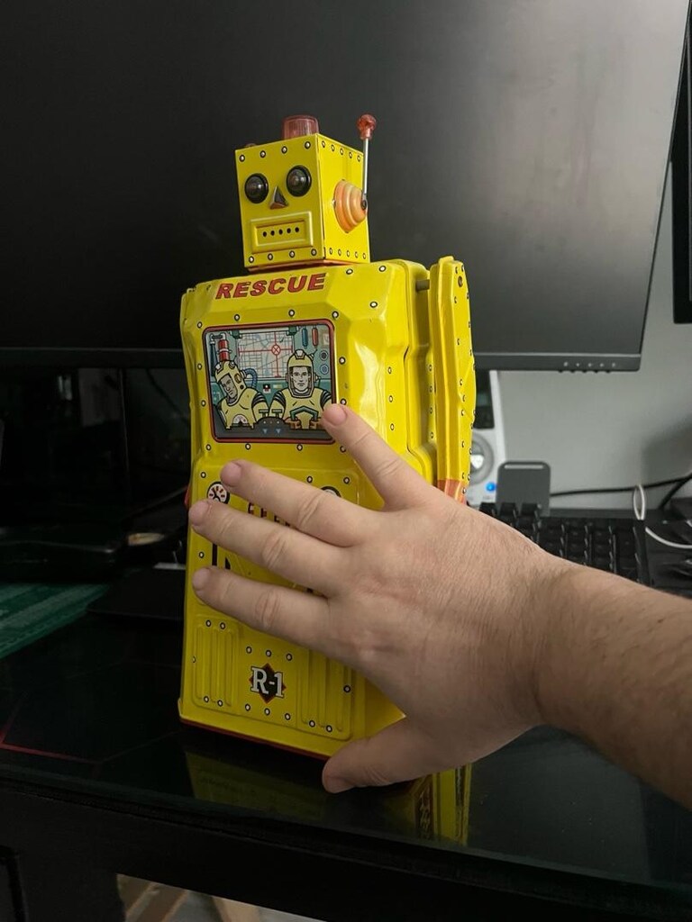 antika teneke oyuncak robot - 7