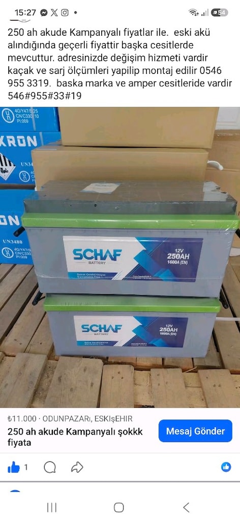 250 Amper schaft akü