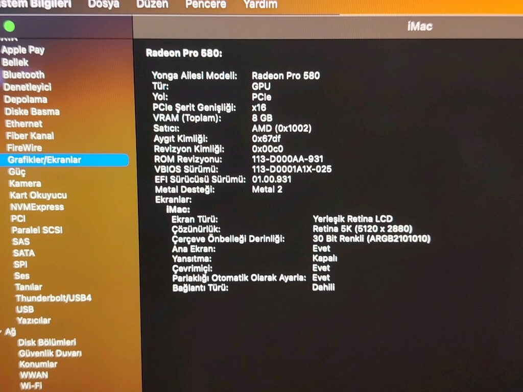 A1419 2017 İ-MAC 8GB EKRAN KARTLI 27 İNÇ 5K - 6