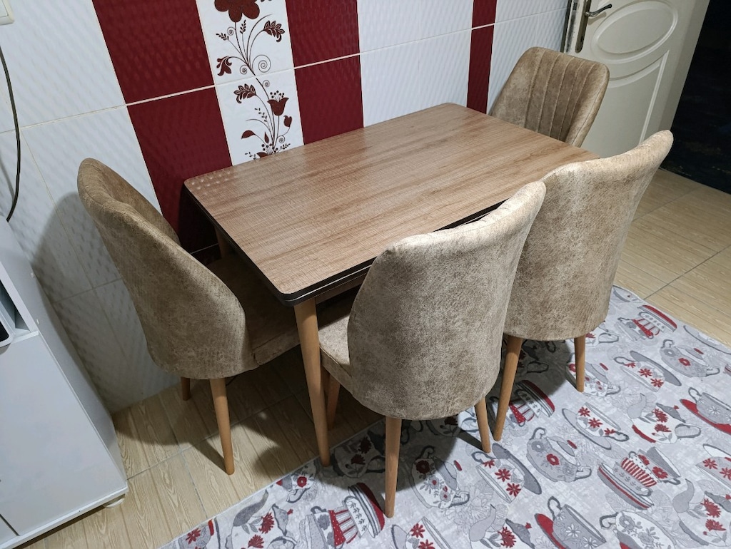 4 Kişilik Sabit Masa Sandalye Takımı (MDF MALZEME) Sıfır Ürün - 2