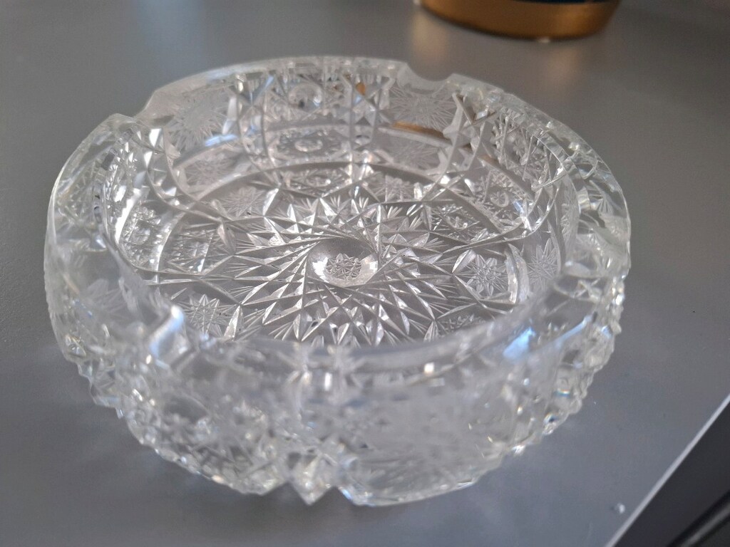 Vintage Kristal Kül Tablası 1980'ler - 3