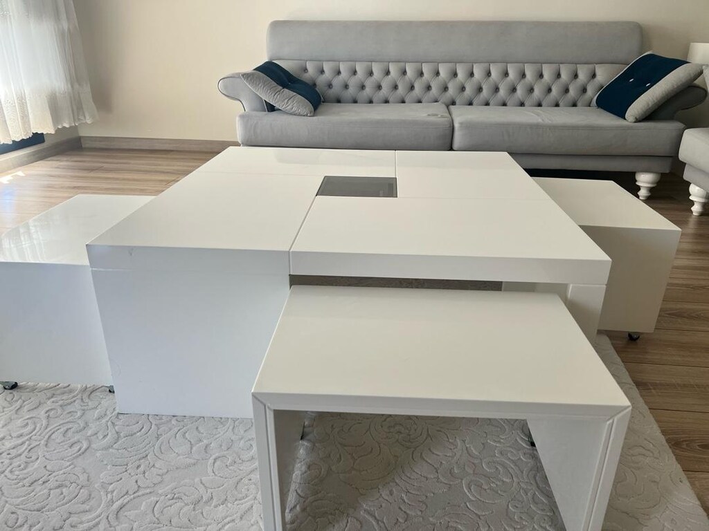 Modern 5 Parça Orta Sehpa Takımı – Tekerlekli İç Sehpalar - 2