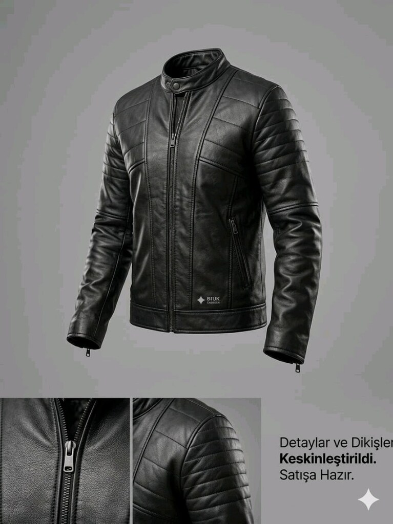 Motorcu deri ceket Vintage deri ceket - 3