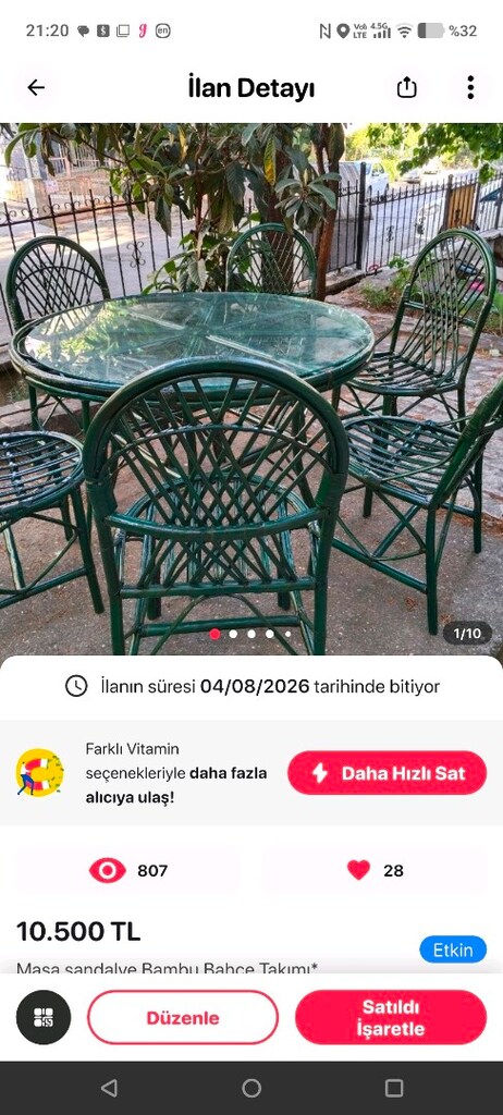 Masa sandelye takımı ( Sıfır Ürün) - 12