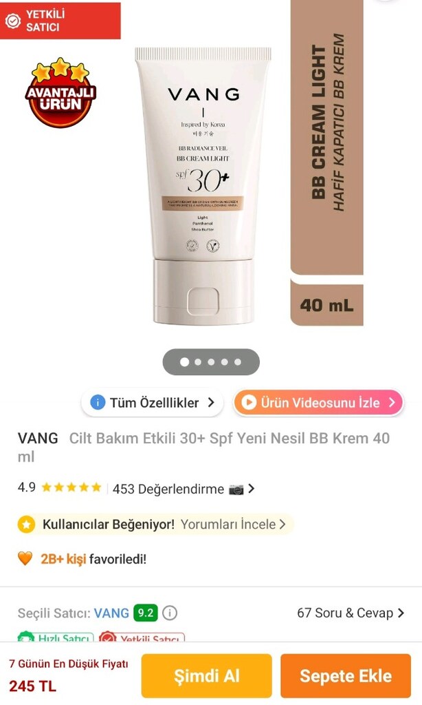 VANG Cilt Bakım Etkili 30+ Spf Yeni Nesil BB Krem light 40 ml - 5