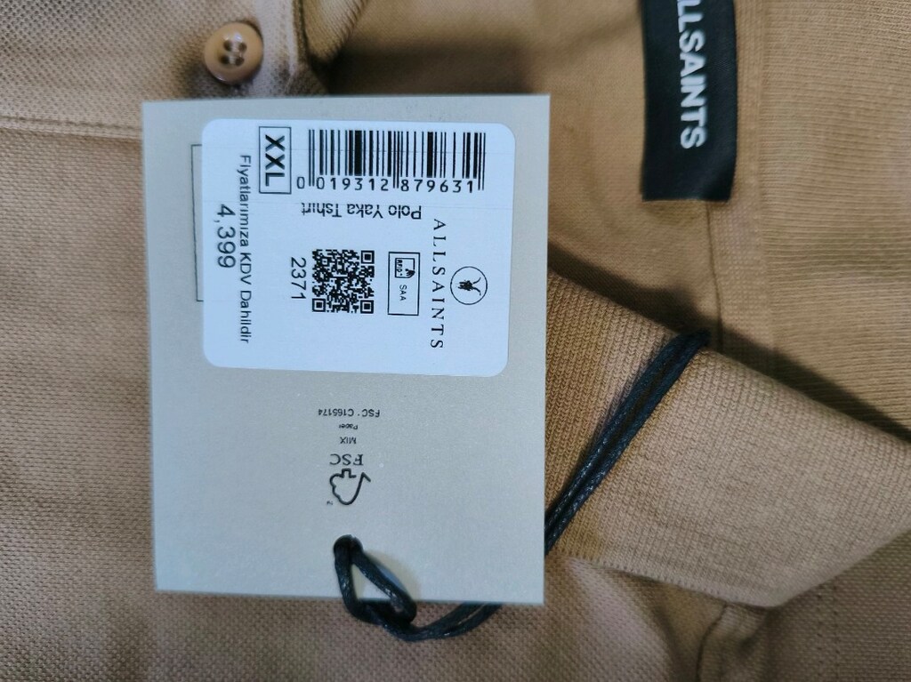 ORİJİNAL BEJ RENGİ XXL ALL SAINTS T-SHIRT! — görsel 4/4