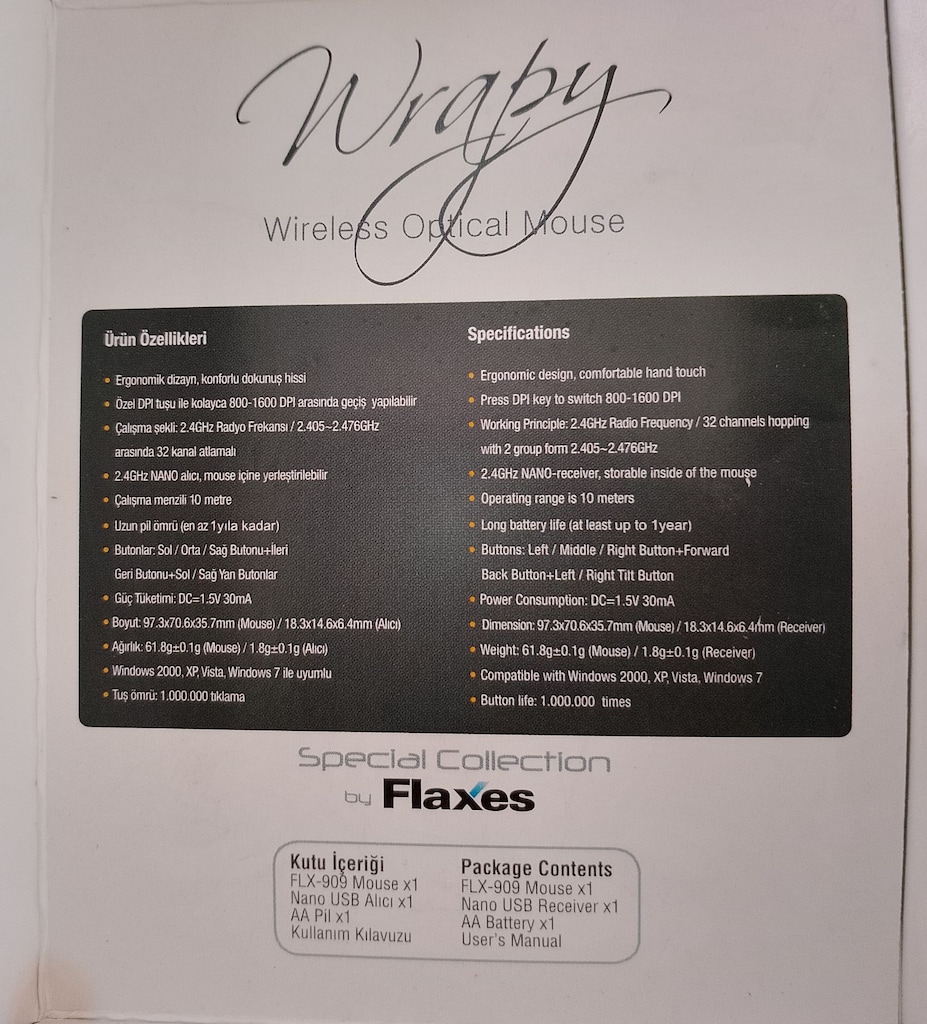 Flaxes Kablosuz Bilgisayar Mouse 1600 DPI Sıfır Ambalajında - 2