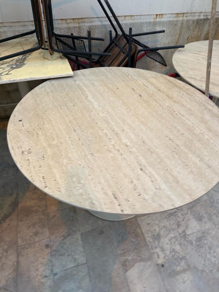100 cm çap traverten seramik özel yapım masa - 3