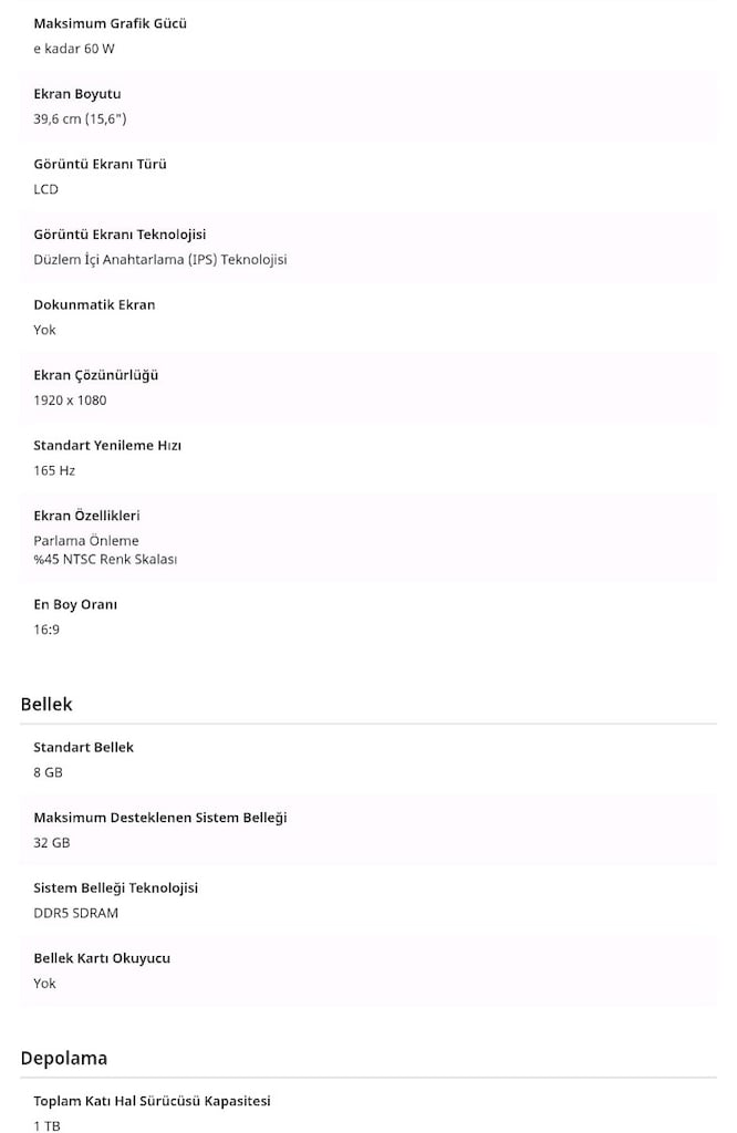 ACİL SATILIK! Acer Nitro V15 RTX3050 İntel i5-13420H 8gbram 1tb ssd - 12