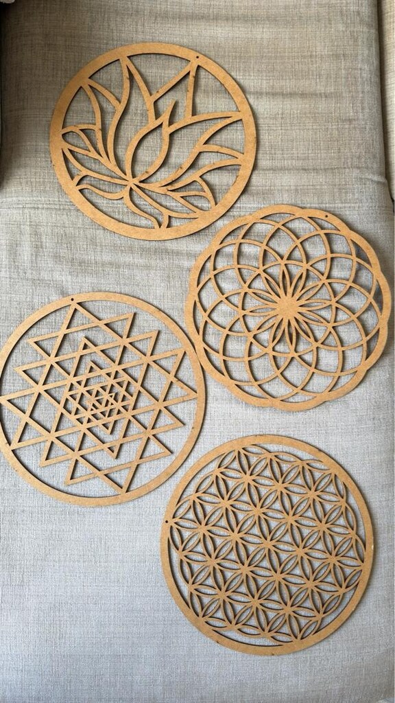 Ahşap Yaşam çiçeği, lotus, sri yantra, torus nefesi - 2