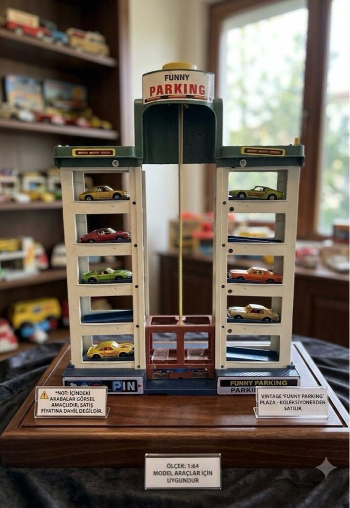 Vintage "Funny Parking" 1:64 Die-Cast Araç Sergileme Standı / Vitrini - 13