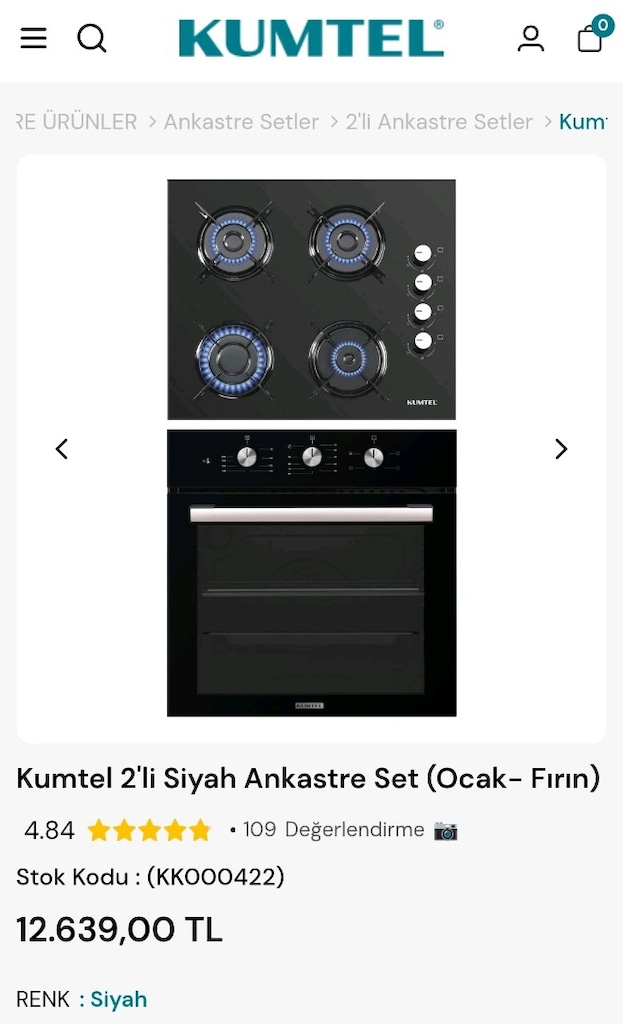 DEV KAMPANYA KUMTEL ANKASTRE SET 2 Lİ OCAK VE FIRIN ÜCRETSİZ Montaj