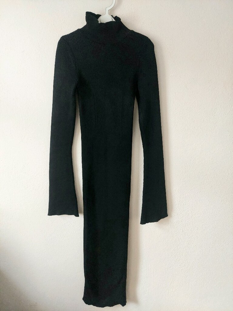 ROBİN dik yaka saran fitilli maxi elbise - 2