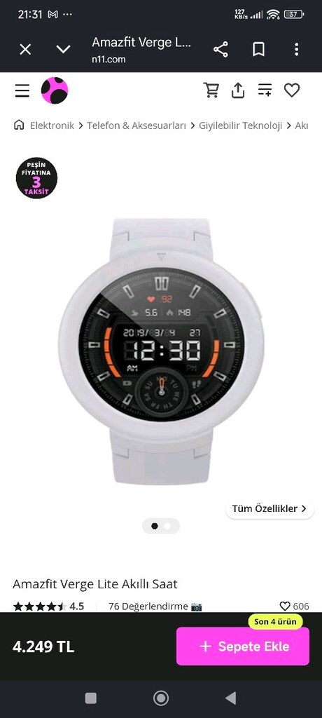 Amazfit verge lite akıllı saat lrf ya da spin set takas olur - 9