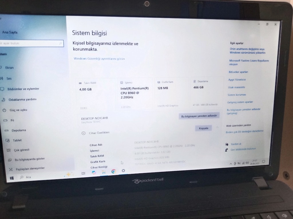 Packard bell Sorunsuz Tamir görmemiş Bataryası yenigibi 4 GB DDR3MEMOR - 5