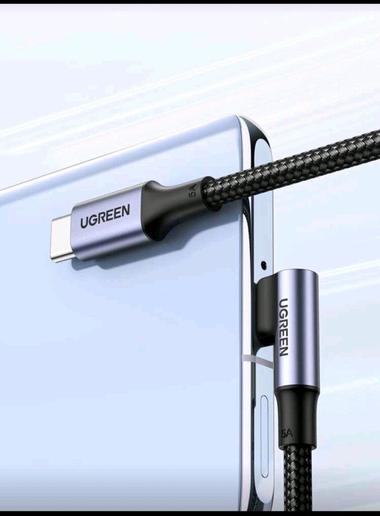 UGREEN 100W PD TypeC Kablosu Hızlı Şarj Kablosu 90Derece - 5