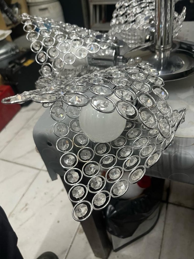 Lüks Modern Kristal Kanatlı Sarkıt Avize Krom 5’li - Ampuller Hediye - 5