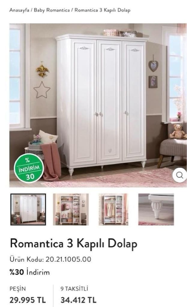 çilek romantica dolap ve büyüyen bazalı beşik seti - 10