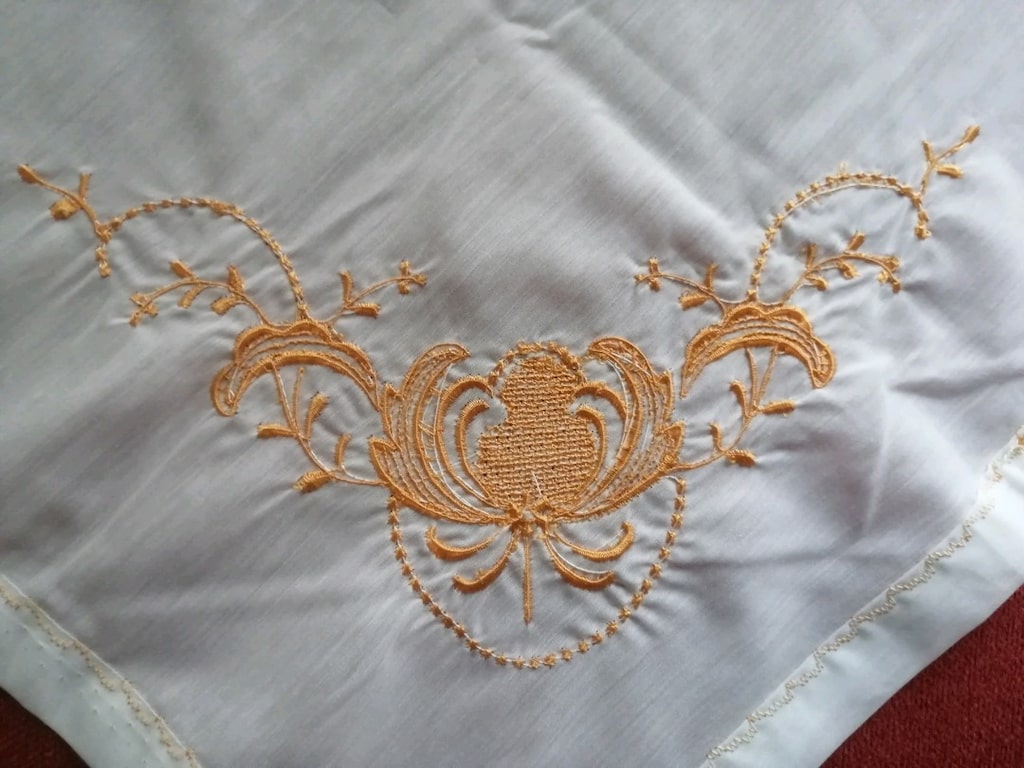 Vintage Turuncu Nakışlı Bohça - 8