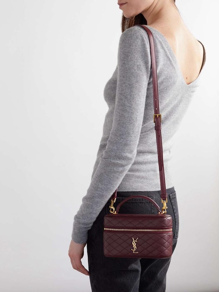 ACİL YSL Saint Laurent Bordo Deri Mini Vanity Çanta (Kutusuyla) - 7