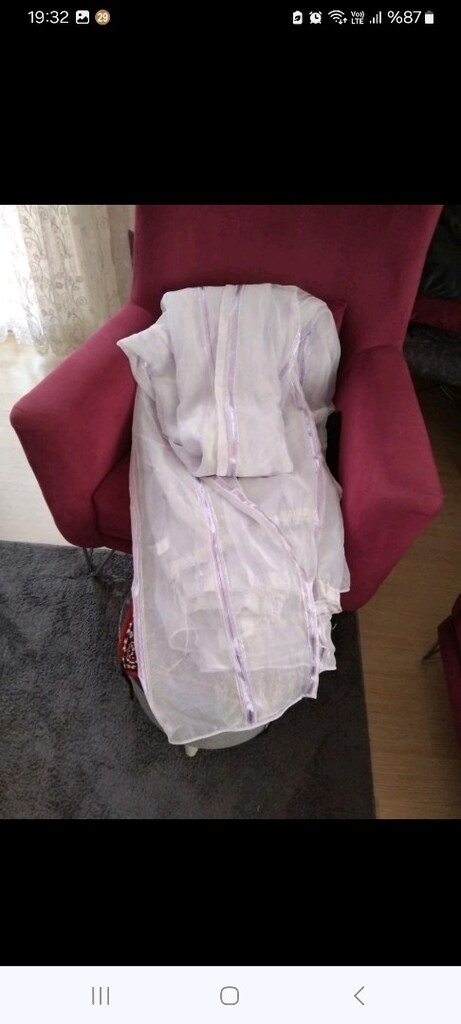 500/260 cm tül beyaz ,mor çizgili - 3