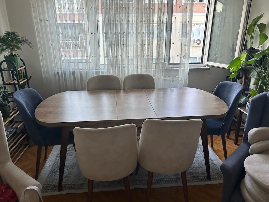 6-8 Kişilik Açılır Kapanır Yemek Masası Takımı
