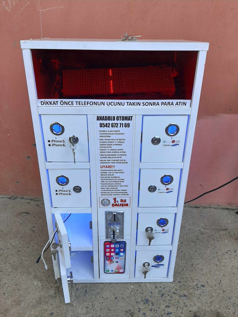 Jetonlu Otomat / Paralı Mobil Telefon Şarj Dolabı (Şarj Otomatı) - 5