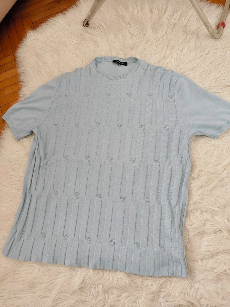 Ünlü Stefano Ricci marka bebe mavisi & Açık mavi triko t-shirt - 8