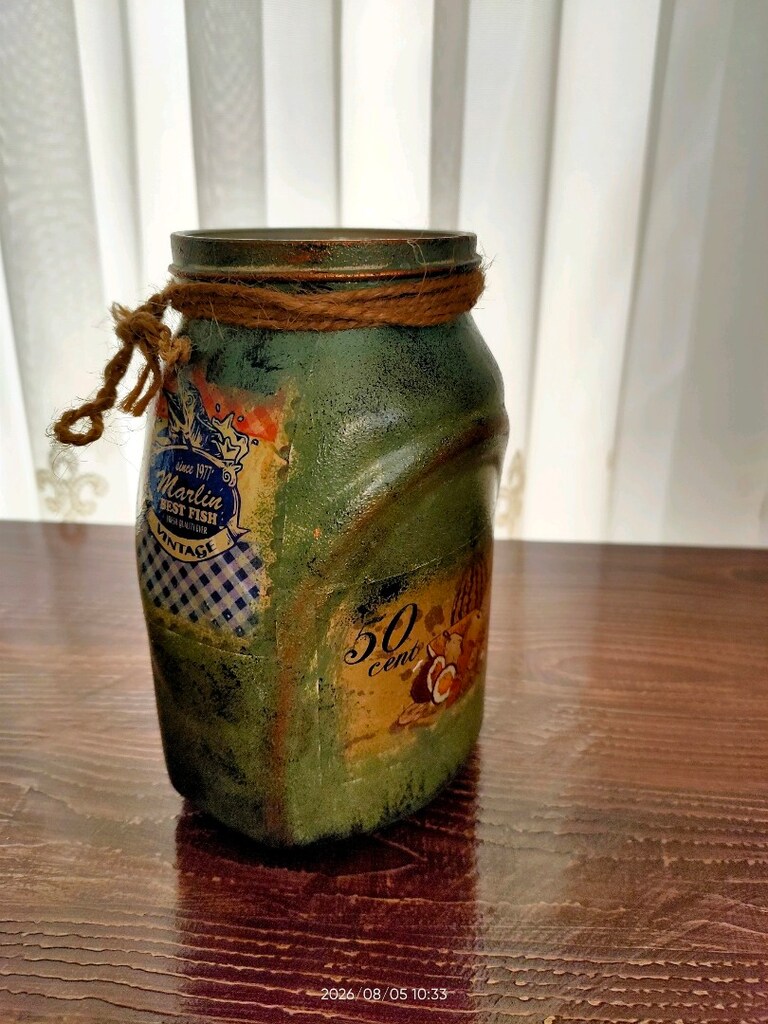 el boyaması dekupaj orta boy çok amaçlı kavanoz - 3