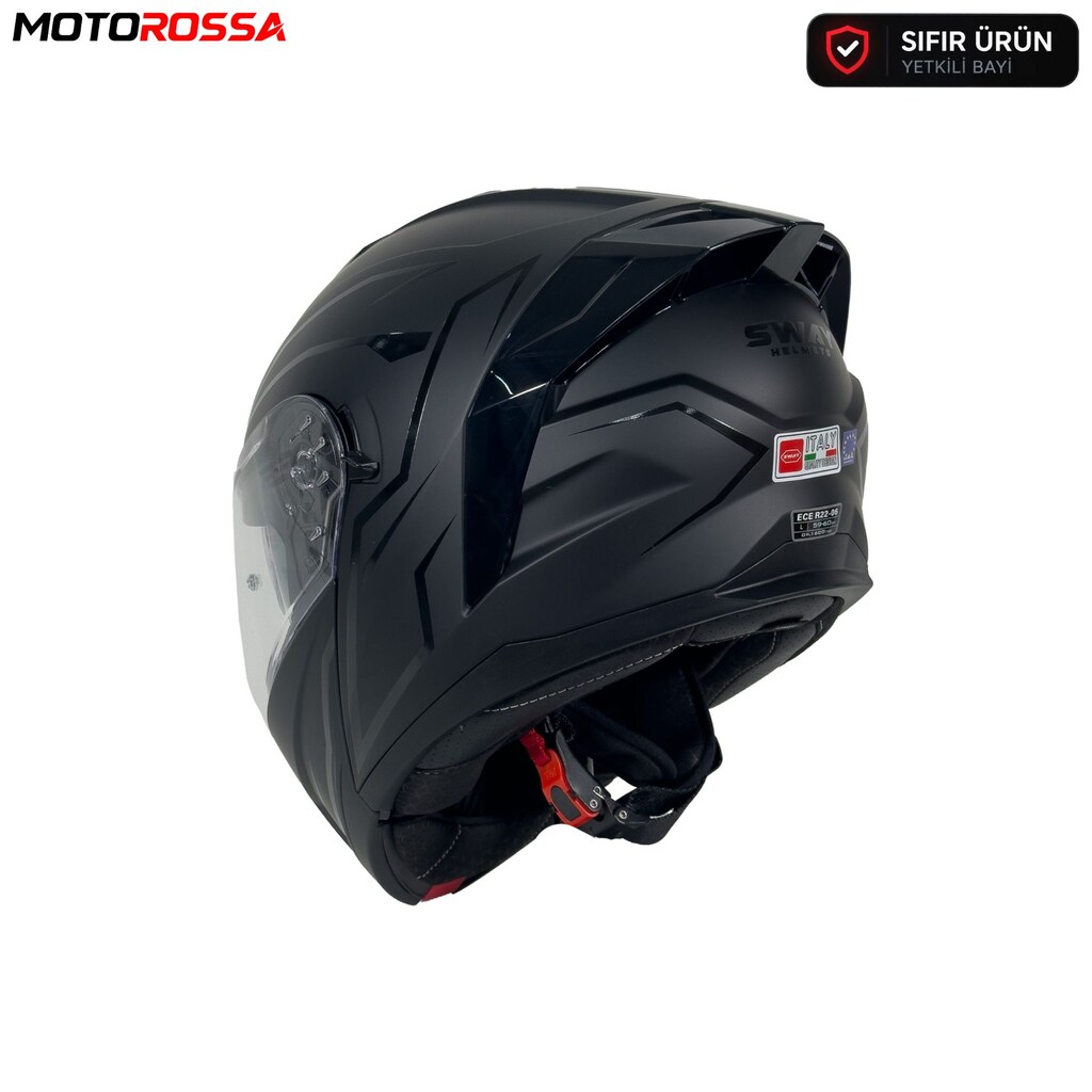 SWAY 919 SHINY Çene Açılır Motosiklet Kaskı Siyah | MOTOROSSA - 3