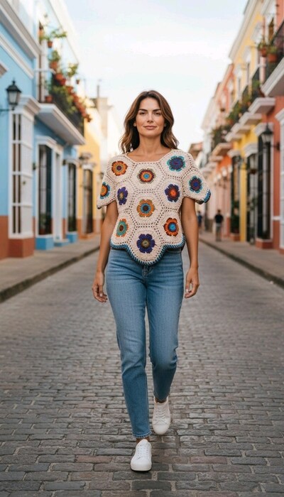 Kadın Örgü Crop Bluz