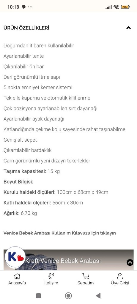 Kraft kabin tipi bebek arabası. SON FİYAT - 7