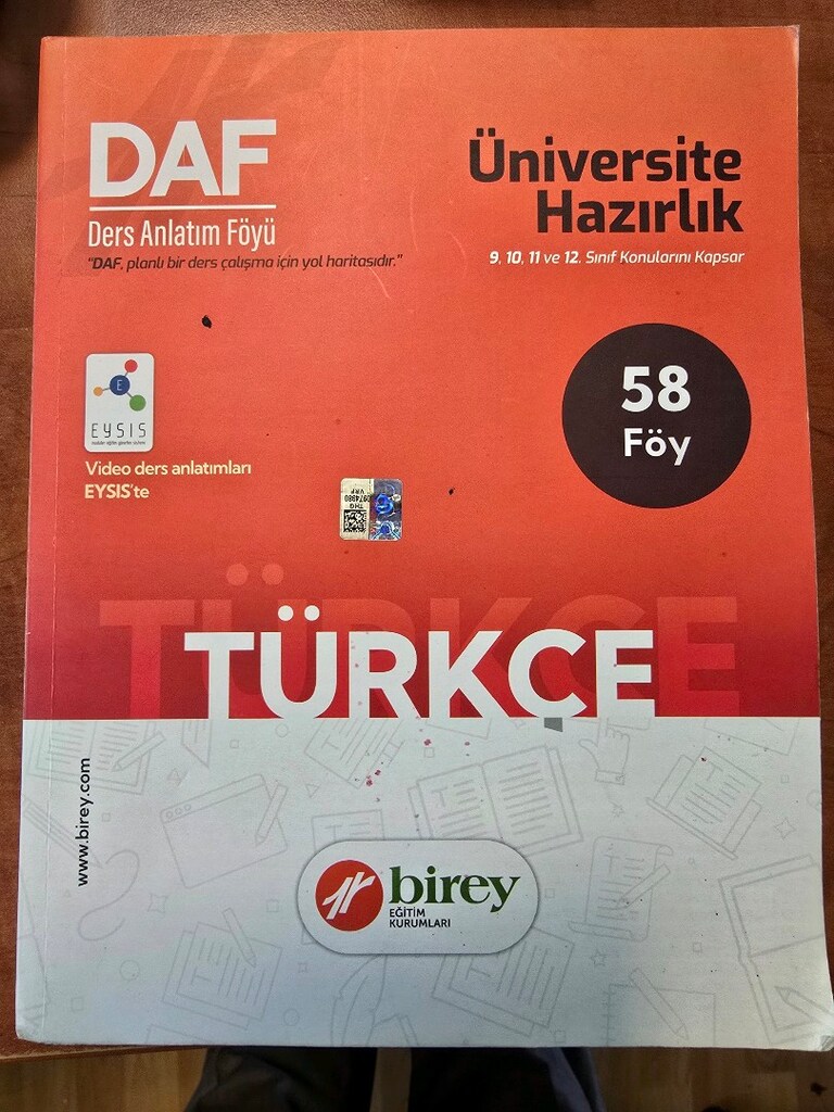 Birey DAF Türkçe Ders Anlatım 58Föyü Üniversite Hazırlık Seti. - 2