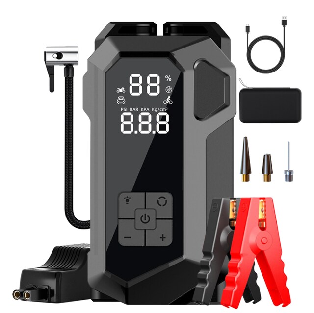 4in1 16000 mAh Akü Takviye+Hava Pompası+LED Fener+Powerbank