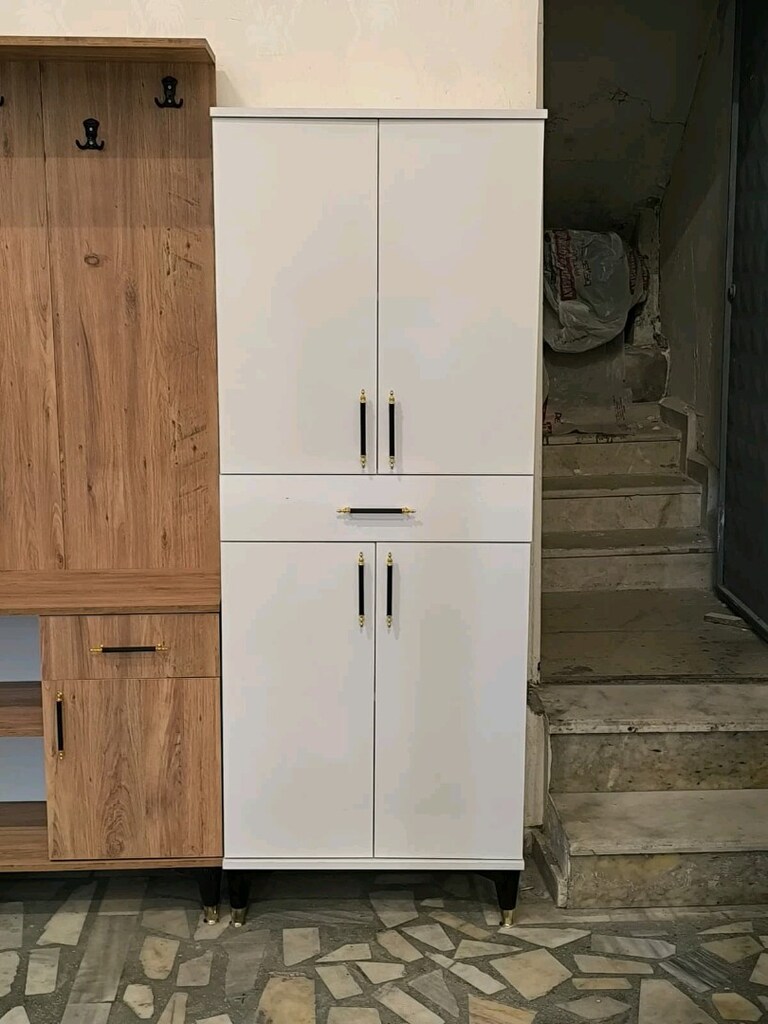SIFIR LÜKS BANYO DOLABI -KİLER DOLABI ANTRASİT-BEYAZ-ÇAM (AHŞAP)RENK - 2