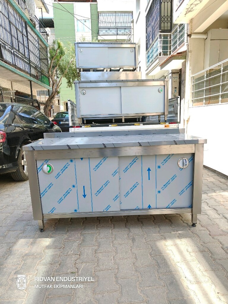 krom tezgah endüstriyel hazır mutfak krom çalışma tezgahı 160 cm tezğa - 11