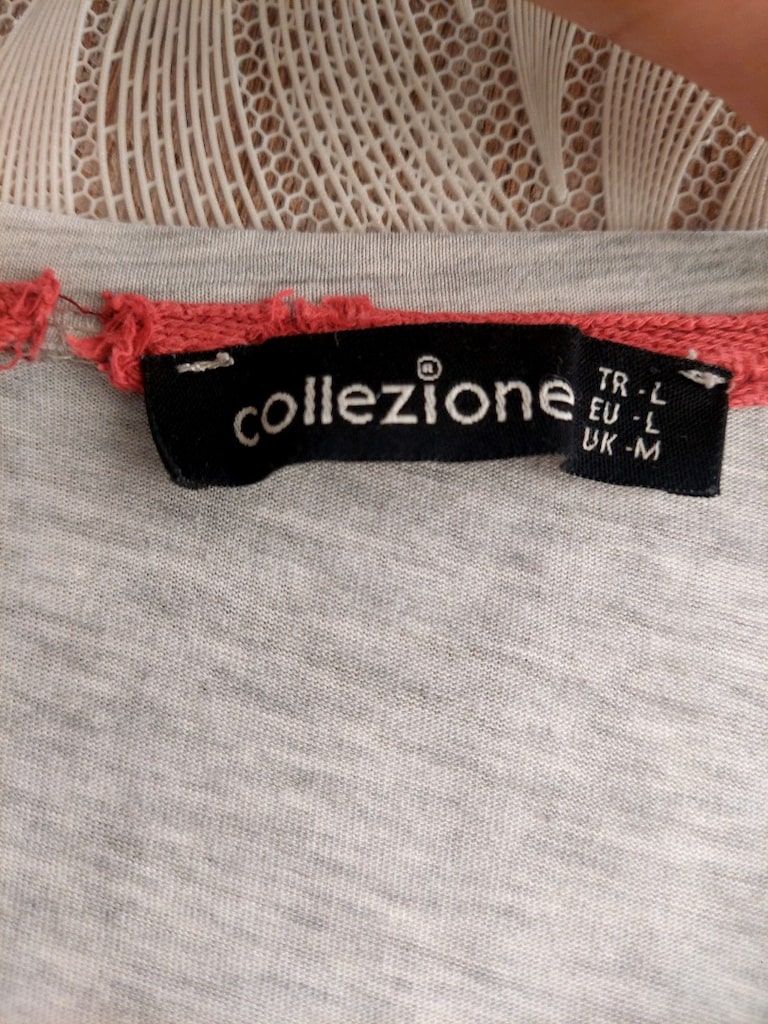 Collezione kadın yazı desen gri tshirt - 8