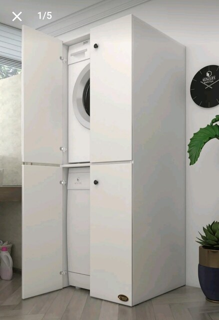 iki katlı çamaşır makinesi dolabı kapaklı 1. sınıf malzeme mdf
