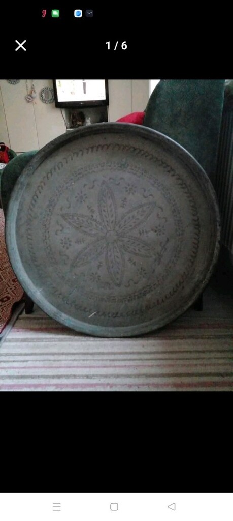 eski, dövme bakır tepsi - 2