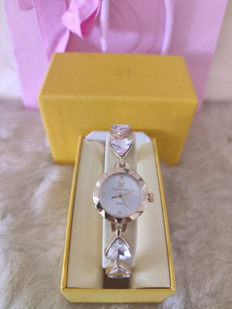 Swarovski Silver Taşlı Gold Saat - 3