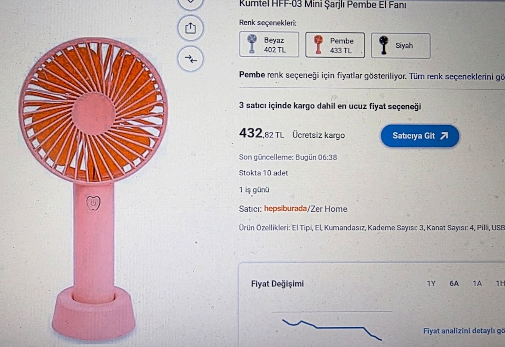 Kumtel Şarj Edilebilir Mini El Fanı PEMBE. Sıfır kutusunda - 3